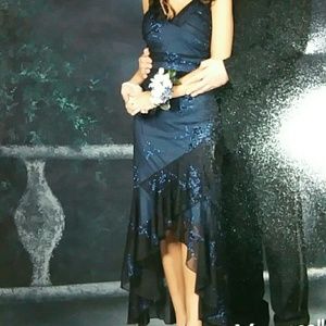 Blue Halter Prom Gown